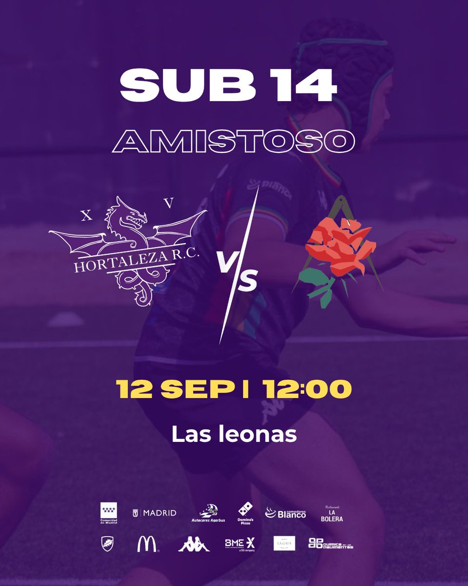 xvhortaleza's tweet photo. 🏉 ¡Arrancamos! 
Este sábado nuestro equipo Sub14 tiene un encuentro amistoso en Las Leonas con @arquitecturarugby
📅 Sábado 12 de Septiembre 
🕔 12:00H
📍 Campo de Las Leonas
VAMOS DRAGONES Y DRAGONAS
🏉🎉#vamosxv #Rugby #RugbyEspañol #Deporte #Hortaleza #rugbyhortaleza https://t.co/1wyeIUyQVX