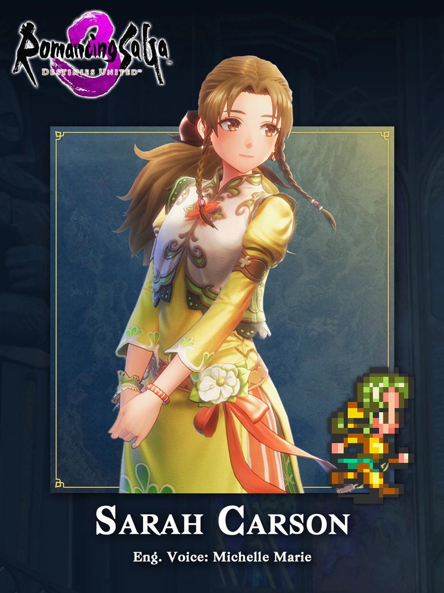 MichelleAMarie's tweet photo. Ahhh! I’m the voice of Sarah Carson in #romancingsaga3! I loved being able to play such a kind and determined character and finding her inner strength. 🩷
Thank you so much to @BangZoom AJ, @mummynyan @SquareEnix for having me @Warmupguy for directing and Jay for engineering! https://t.co/O3OMOymdWH