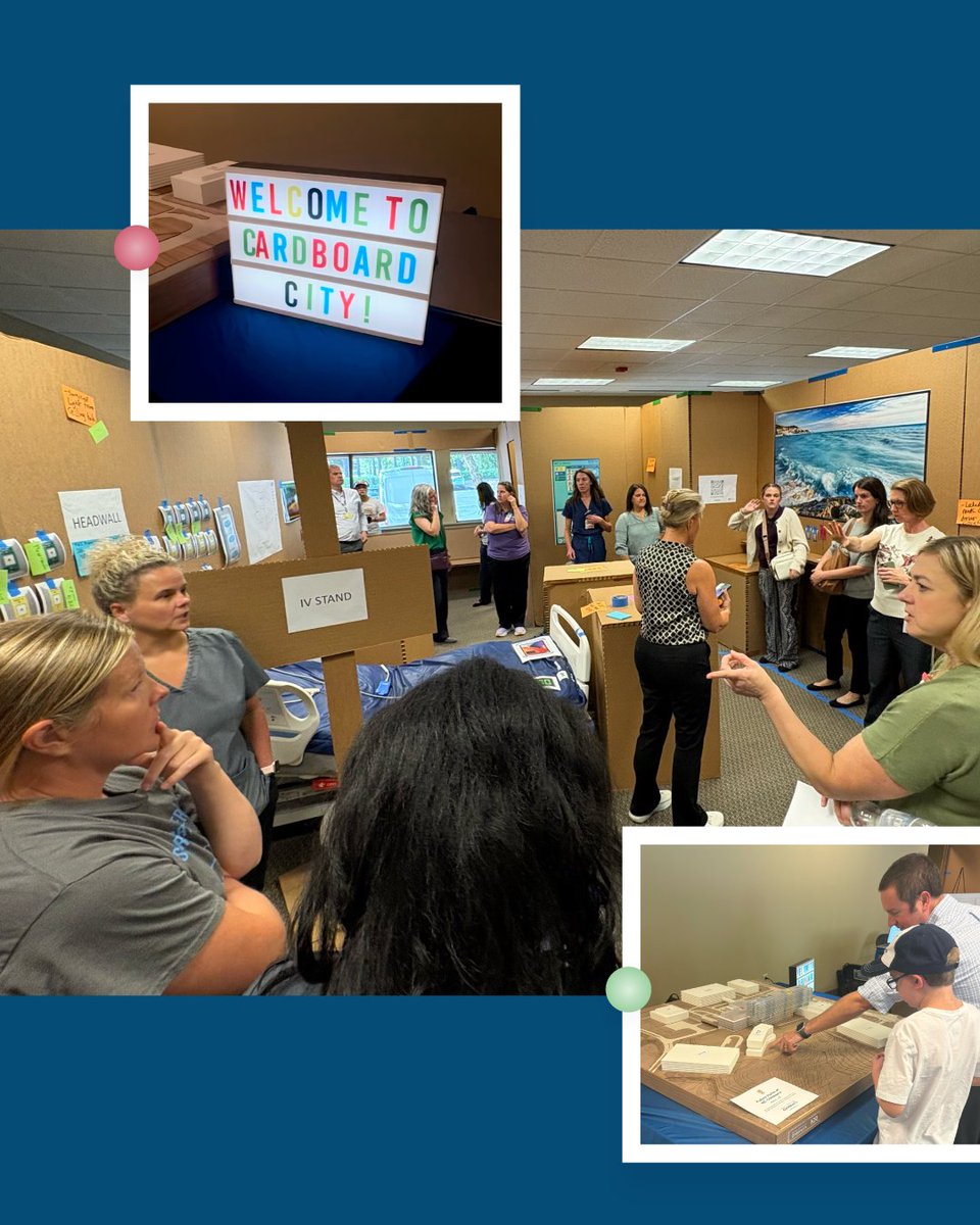 NCChildrens's tweet photo. Building a freestanding children's hospital requires a lot of research, teamwork, and cardboard! 🔍🤝📦

Last week, our design team hosted patient families, clinical and non-clinical teams at ‘Cardboard City' where cardboard mockups brought a variety of rooms to life. https://t.co/6A6FC008lQ