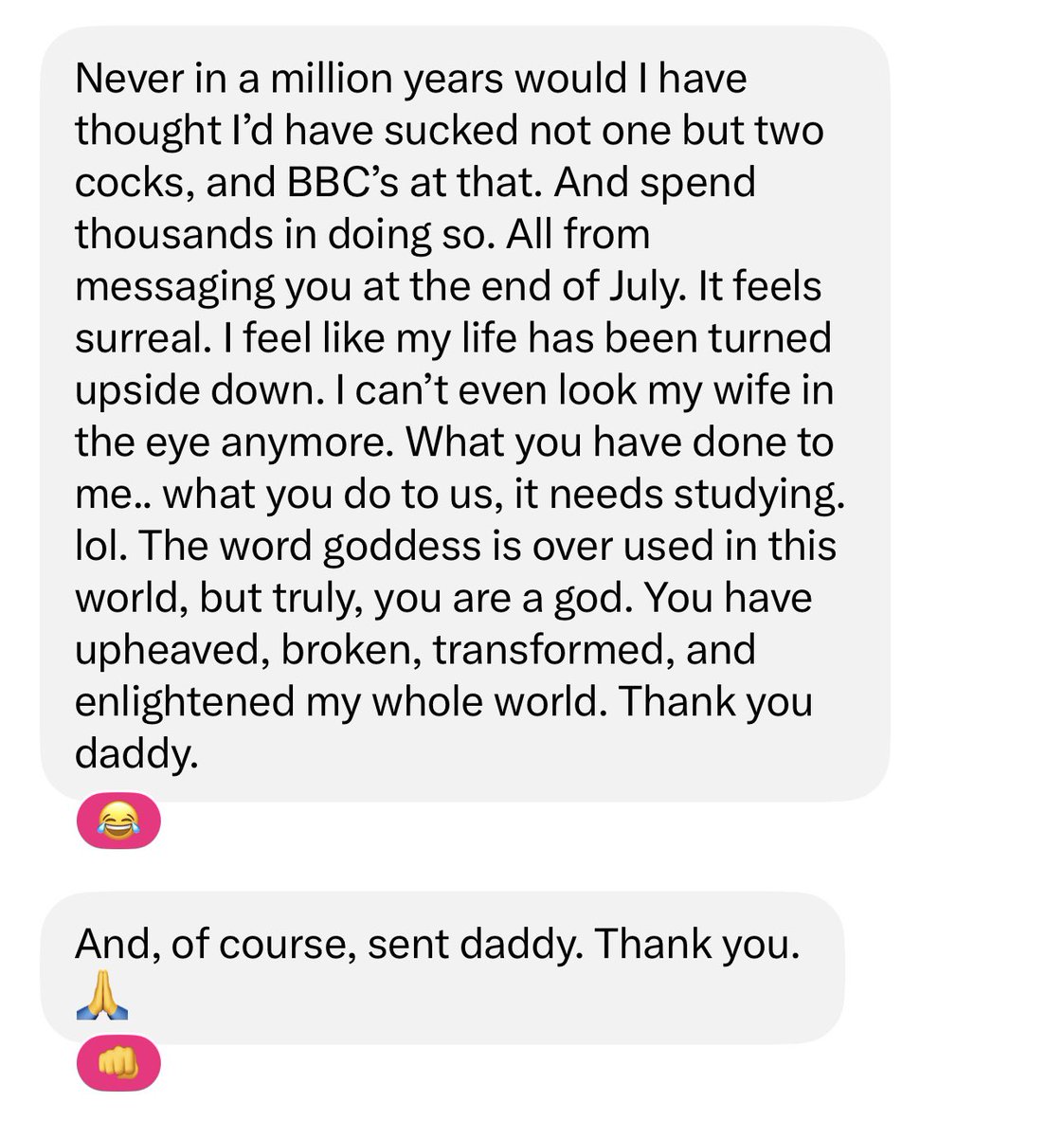 TheMeanQueens's tweet photo. July: just messaging. Now: two BBCs down the throat, thousands gone, can’t look wifey in the eye, still sending.

Daddy doesn’t waffle or fuck about with rape meat. Daddy does results.

Thank you, Daddy. Correct. ☝️♠️

FINDOM FEMDOM FORCEDBI https://t.co/ouSauZX6Xj