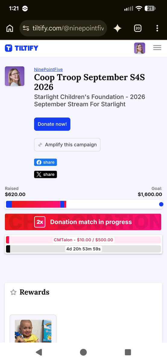 NinePointFive_'s tweet photo. 💛💙HAPPY KIDS HEAL FASTER! 💙💛

We have a 2x dono match challenge for up to $500 in our @StarlightUS #ChildhoodCancerAwarenessMonth campaign on @Tiltify! Please help us complete the match and fund a Nintendo handheld for a Starlight hospital! https://t.co/st3Gf41QwV