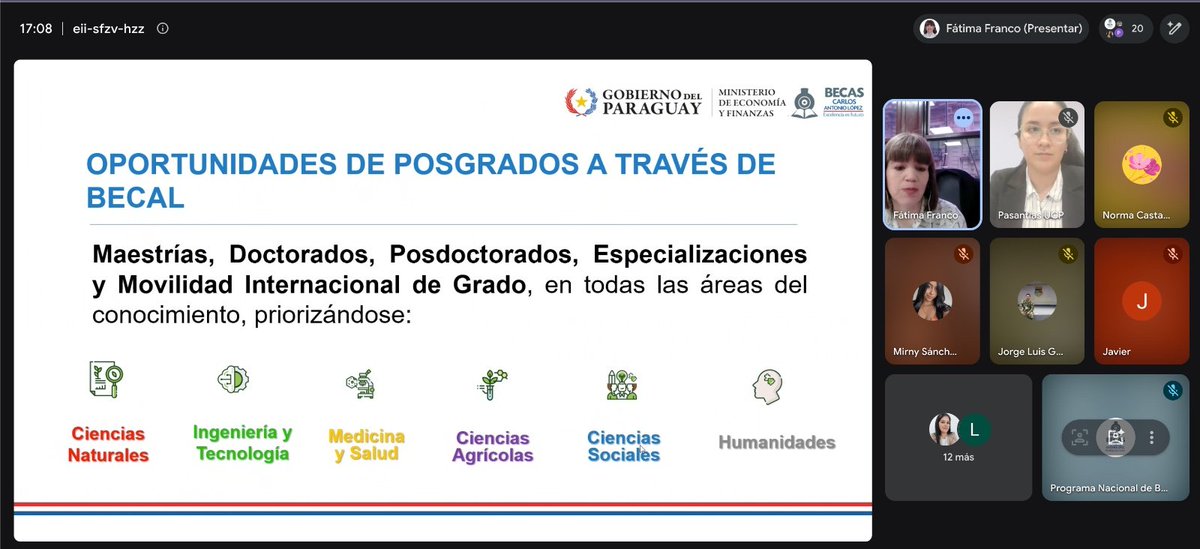 becalpy's tweet photo. Fátima Franco, coordinadora general de #BECAL, participa del Webinar Informativo dirigido a la comunidad educativa de la Universidad Central del Paraguay, para brindar detalles sobre las oportunidades de becas que brinda el Programa https://t.co/Z8W12CHUZG