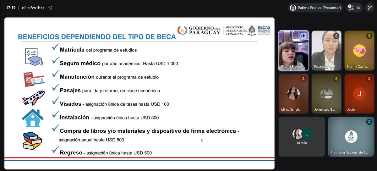 becalpy's tweet photo. Fátima Franco, coordinadora general de #BECAL, participa del Webinar Informativo dirigido a la comunidad educativa de la Universidad Central del Paraguay, para brindar detalles sobre las oportunidades de becas que brinda el Programa https://t.co/Z8W12CHUZG
