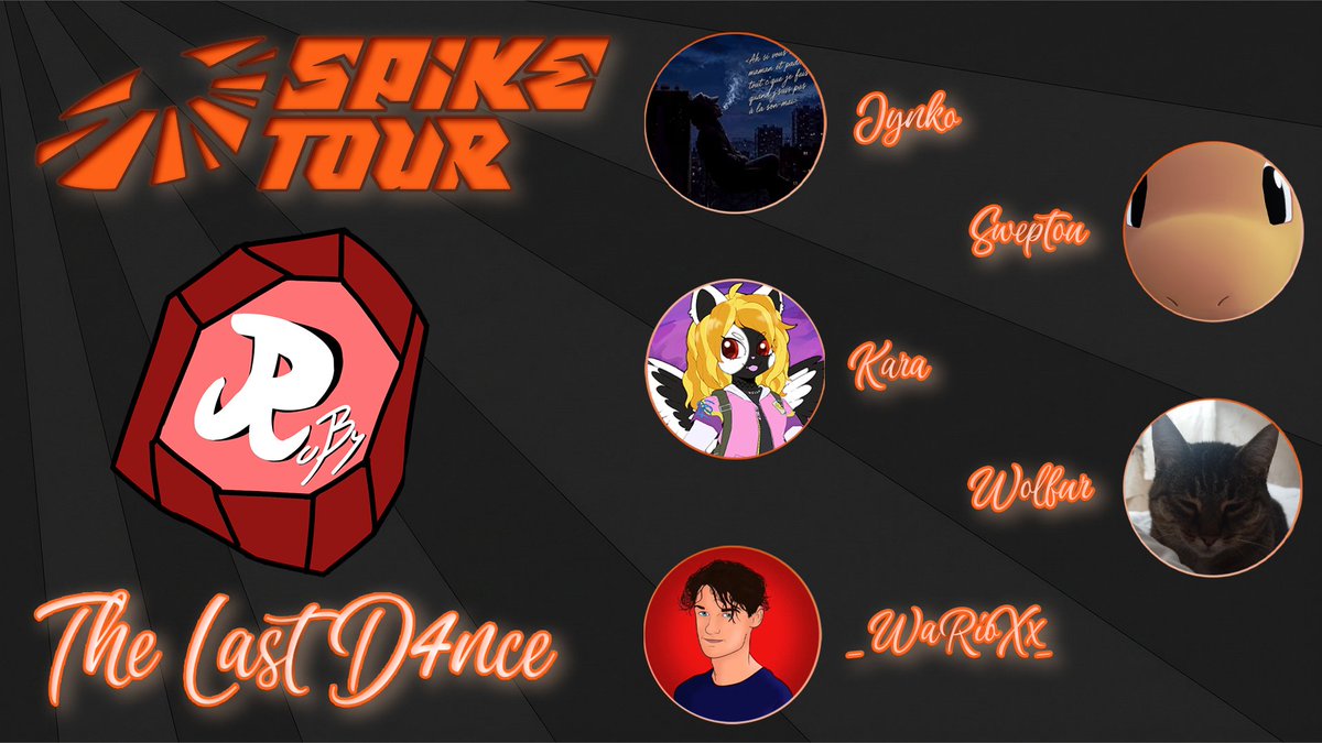 PrincessK4ra's tweet photo. Spike Tour Team "The Last D4nce"

⚔️@JynkoFPS
🏹@Sweptou
☁️#Wolfur (il a pas twitwi RIP)
📸@_WaRioXx_
💡@PrincessK4ra (🧠)

Go pour une dernière danse ! https://t.co/ymOcQCNc1m