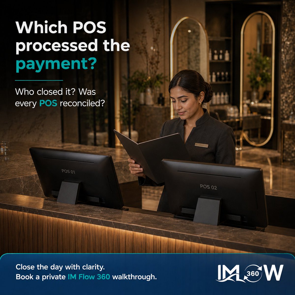 imflow360's tweet photo. Which POS processed the payment? 
Who closed it? Was every transaction reconciled?

IMFlow360 brings POS, payments, staff, reporting &amp; business visibility together in one platform.

Close the day with clarity.

#IMFlow360 #SalonSoftware #SalonPOS #SaaS #SalonOwners https://t.co/L0jUV4mwxN