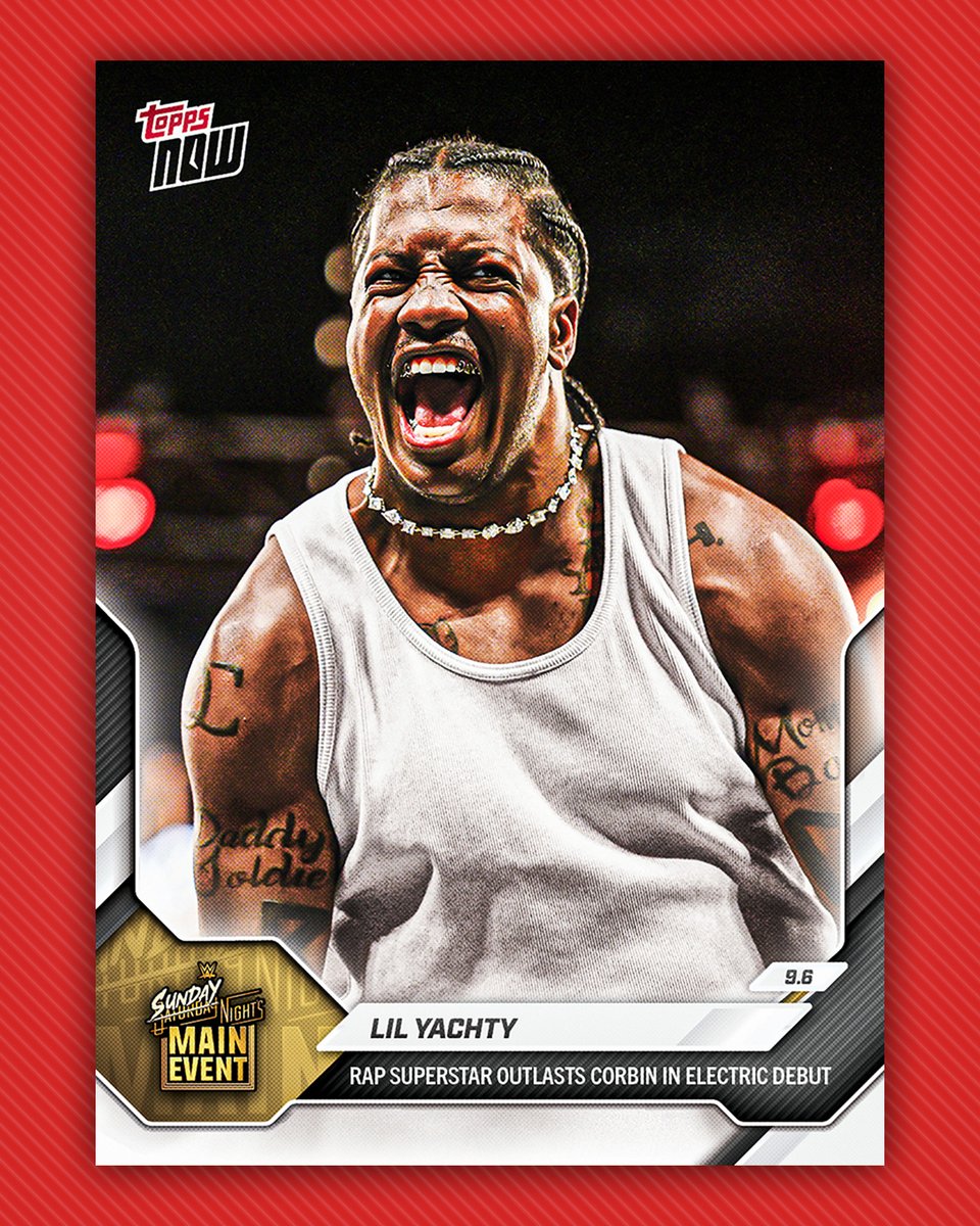 Topps's tweet photo. LIL YACHTY’S FIRST @WWE TRADING CARD IS HERE https://t.co/pyc08qIv46
