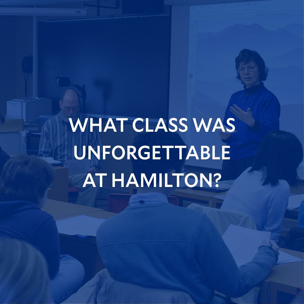 HamiltonCollege's tweet photo. An "aha" moment. An unexpected discovery. A challenge you didn't appreciate until later. We want to know which Hamilton courses you still think about today and why. #KnowThyself #HamiltonCollege https://t.co/9L4XoMYmAQ