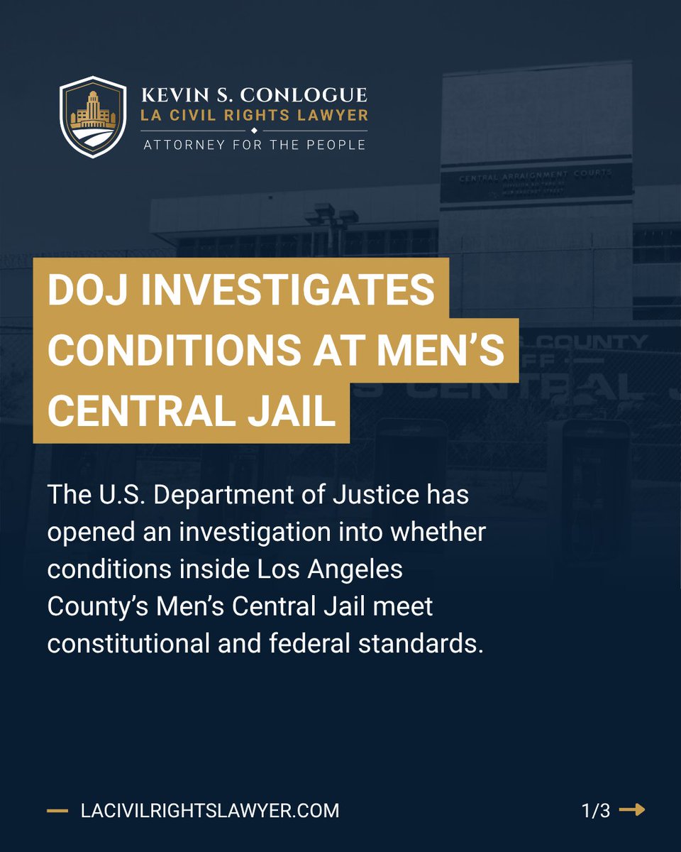 lacivilrightsla's tweet photo. The DOJ is investigating conditions at LA County’s Men’s Central Jail, including whether people in custody are being held in safe, humane, and constitutionally adequate conditions. People in custody still have rights.

Learn more: https://t.co/ZMaKVkOKdX

#CivilRights #LosAngeles https://t.co/TgIJnTDsbk