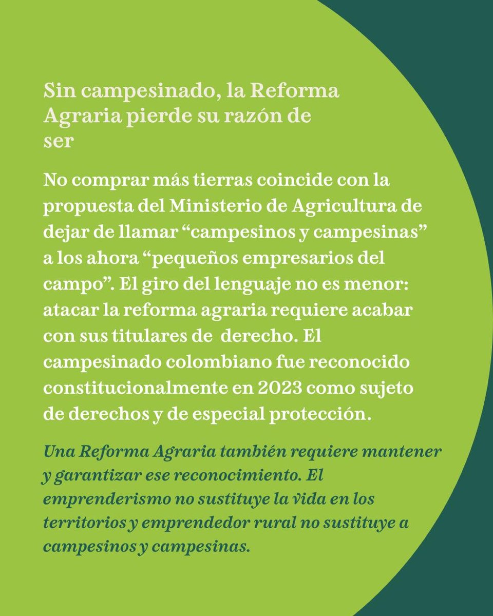 FIANColombia's tweet photo. @FIANista @Fensuagro1976 La Reforma Agraria tiene otro propósito: redistribuir la tierra, garantizar la permanencia en los territorios y reconocer la capacidad de los pueblos para decidir sobre ellos y sobre sus proyectos de vida. https://t.co/hb7di2eexW