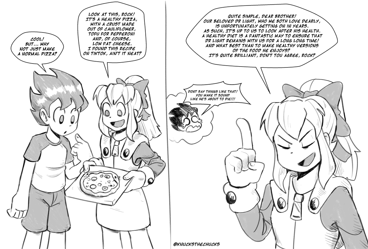knucksthechucks's tweet photo. Roll chan made some "delicious" TikTok pizza
#Megaman #DualOverride https://t.co/co5qWPzP81