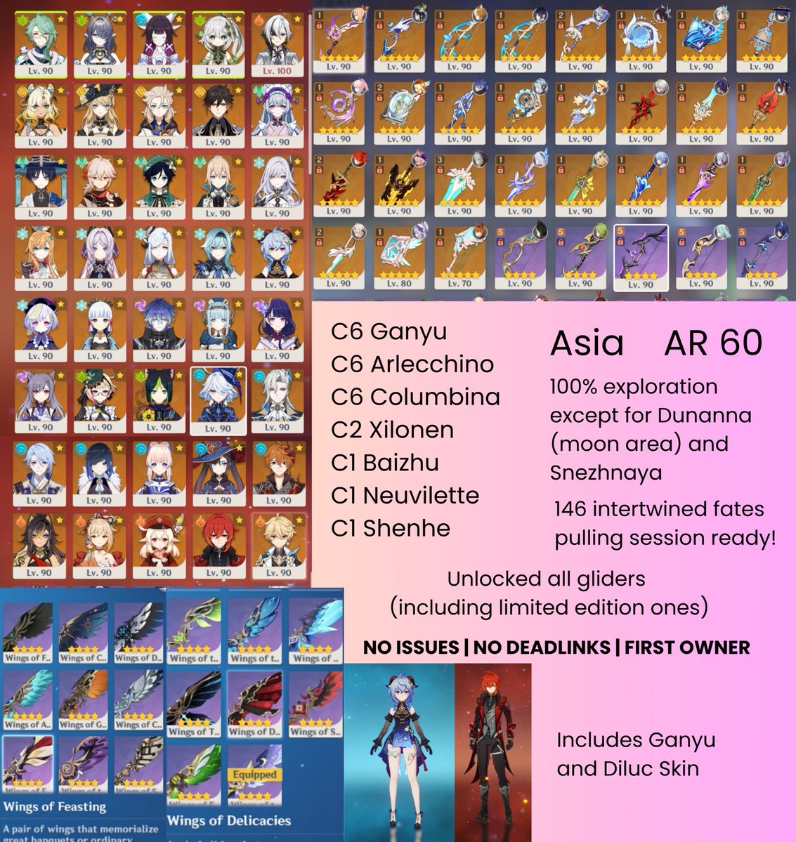 lecsances's tweet photo. WTS GENSHIN 

Hey guys, still looking to sell my main Genshin Impact account (Asia server, AR 60) to help cover my school fees/loans.

Reduced price to $400 USD for a quick sale (open for negotiation) 
#wts #wtsgenshin #wtsgenshinasia https://t.co/hVwCc3xLzX