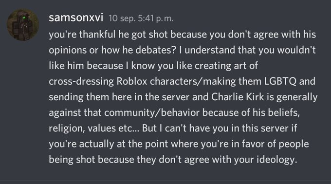 setupthestage's tweet photo. in honor of #kirkiversary we should remember this message SamsonXVI (creator of Camping) said when Charlie Kirk died 😊😊 https://t.co/reLWCdWiGR