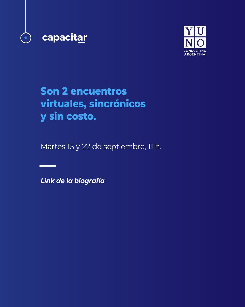 capacitar_'s tweet photo. ¿Querés mejorar la eficiencia de los procesos de tu PyME?
Sumate al ciclo de webinars de Capacitar junto a Yuno Consulting.

15 y 22/9 | 11 h

Virtual, sincrónico y sin costo.
Inscribite acá 👇🏼 https://t.co/32H4wwPbSU https://t.co/MJVbva2BGr