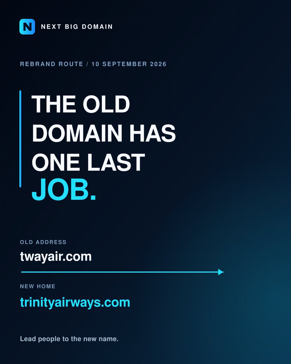 neuraldomains's tweet photo. T’way Air began operating as Trinity Airways today.

The detail I noticed was in the address bar: https://t.co/i8kxJxAJFI now takes visitors to https://t.co/SZS2vYCREP.

The old name has one last job in a rebrand: lead people to the new one.

#DomainNames #Rebranding https://t.co/O5EwhisWyW