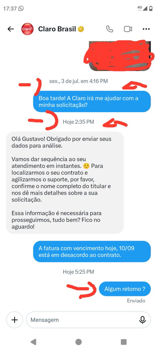 gustavolobocf's tweet photo. @ClaroBrasil @maurocezar aproveitei o post do nobre Mauro para reclamar da mesma operadora ,do mesmo problema, do qual eu havia reclamado em julho, em julhooo, eles prontamente me mandaram uma mensagem direta e após, silêncio outra vez...e a fatura vence hoje. https://t.co/mNEHi6ZTKQ