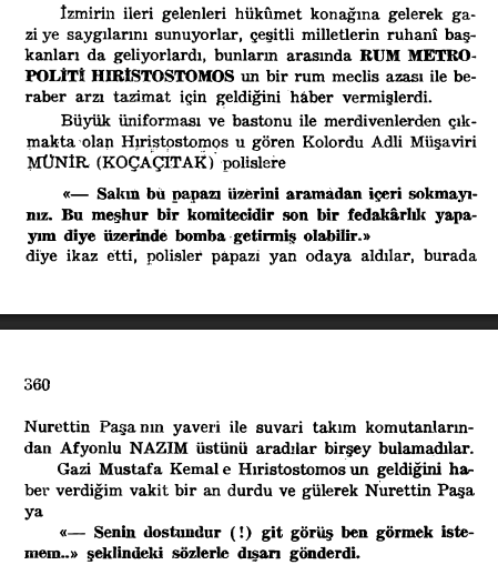 _Fassafiso__'s tweet photo. Sakallı Nurettin Paşa ile ilgili okuduğum en bomba hikaye Fahrettin Altay'ın anılarından. 

İzmir'in kurtulduğu gün Rum Metropoliti gelince Atatürk görüşmeyi reddetmiş ve Nurettin Paşa'ya "Kankan geldi konuş istersen" diyerek, aç kurdun önüne kuzu atarcasına yönlendirmiş. https://t.co/A0YHub6C2G