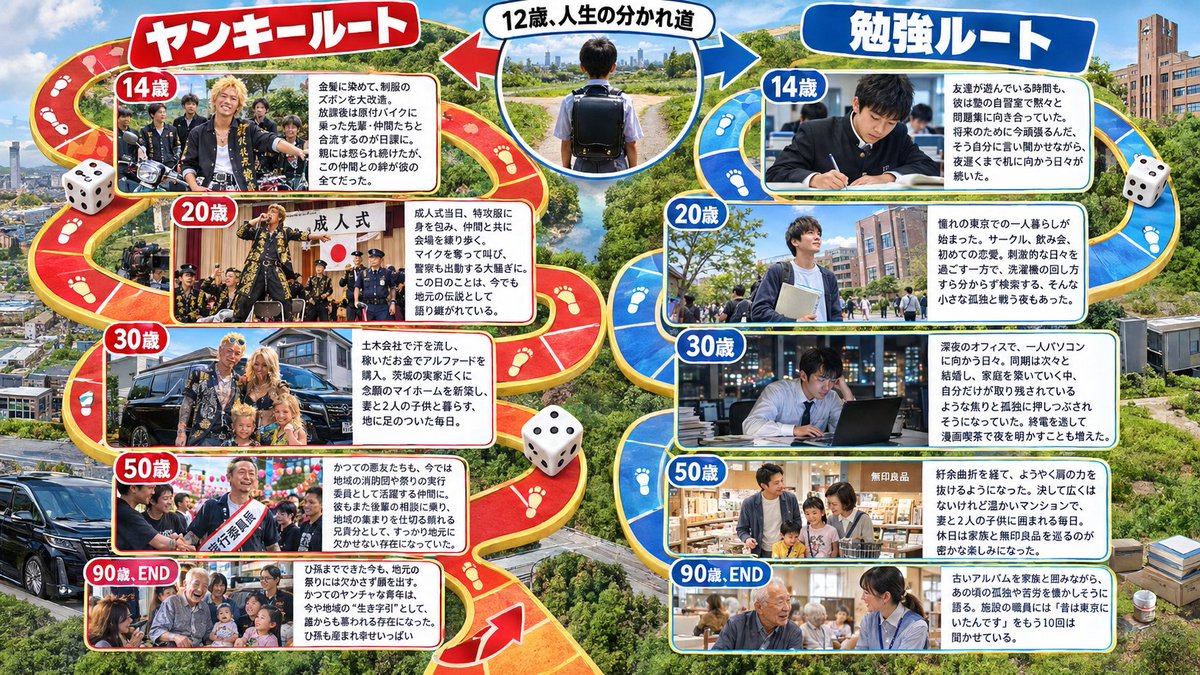 tomsan_001's tweet photo. あなたは小学6年生です。
これからの人生、どっちを選ぶ？

←ヤンキーになる　　　　勉強する→ https://t.co/M6MdgeZVkY