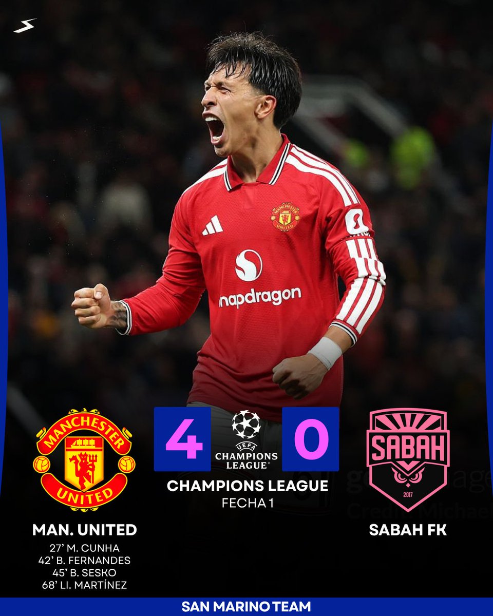 SanMarinoTeam's tweet photo. DESPERTÓ EL EQUIPO MÁS GRANDE DE EUROPA. 🏴󠁧󠁢󠁥󠁮󠁧󠁿

Ganó el glorioso Manchester United. Prepárense porque vamos a ganar esta Champions League. https://t.co/FThpTLGBqw