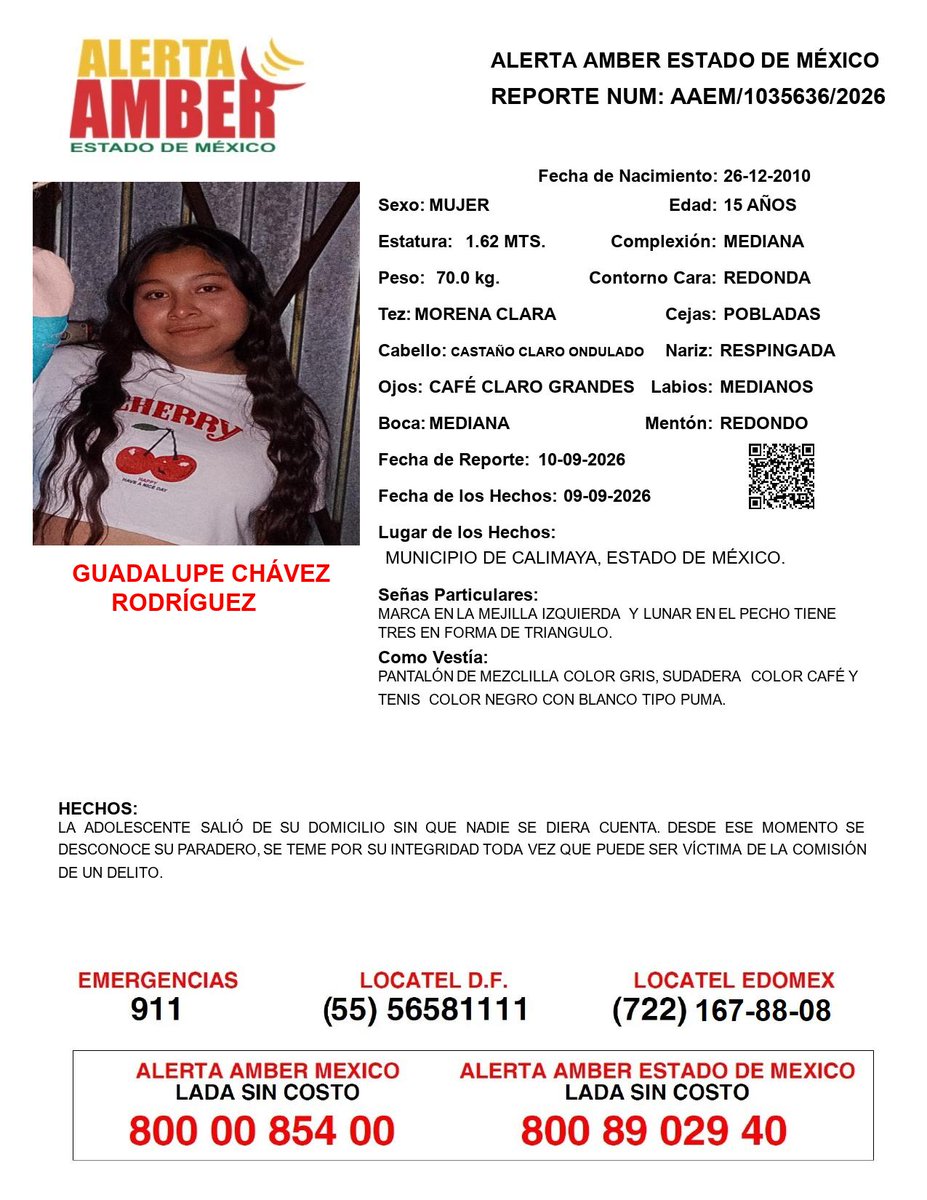 FiscaliaEdomex's tweet photo. 📍Tu apoyo es importante, ayúdanos a difundir, cualquier información para localizar a la siguiente persona comunícate al 📞 800 890 2940 Alerta Amber EDOMEX y ☎️ 800 7028 770 #FiscalíaEdoméx. https://t.co/cLku4yjXLE