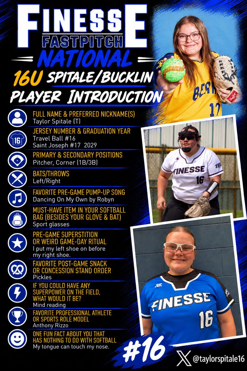 FinesseSpitale's tweet photo. Staying with the Finesse team, Taylor Spitale! 💙🖤 https://t.co/LkAHFTA3fh