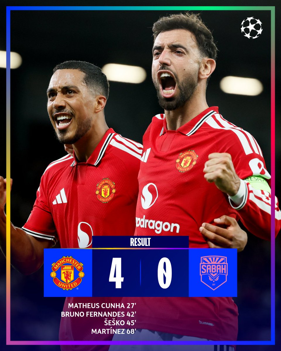 ChampionsLeague's tweet photo. Four goals and three points for Manchester United 🔴

#UCL https://t.co/OkoSeTdGjx