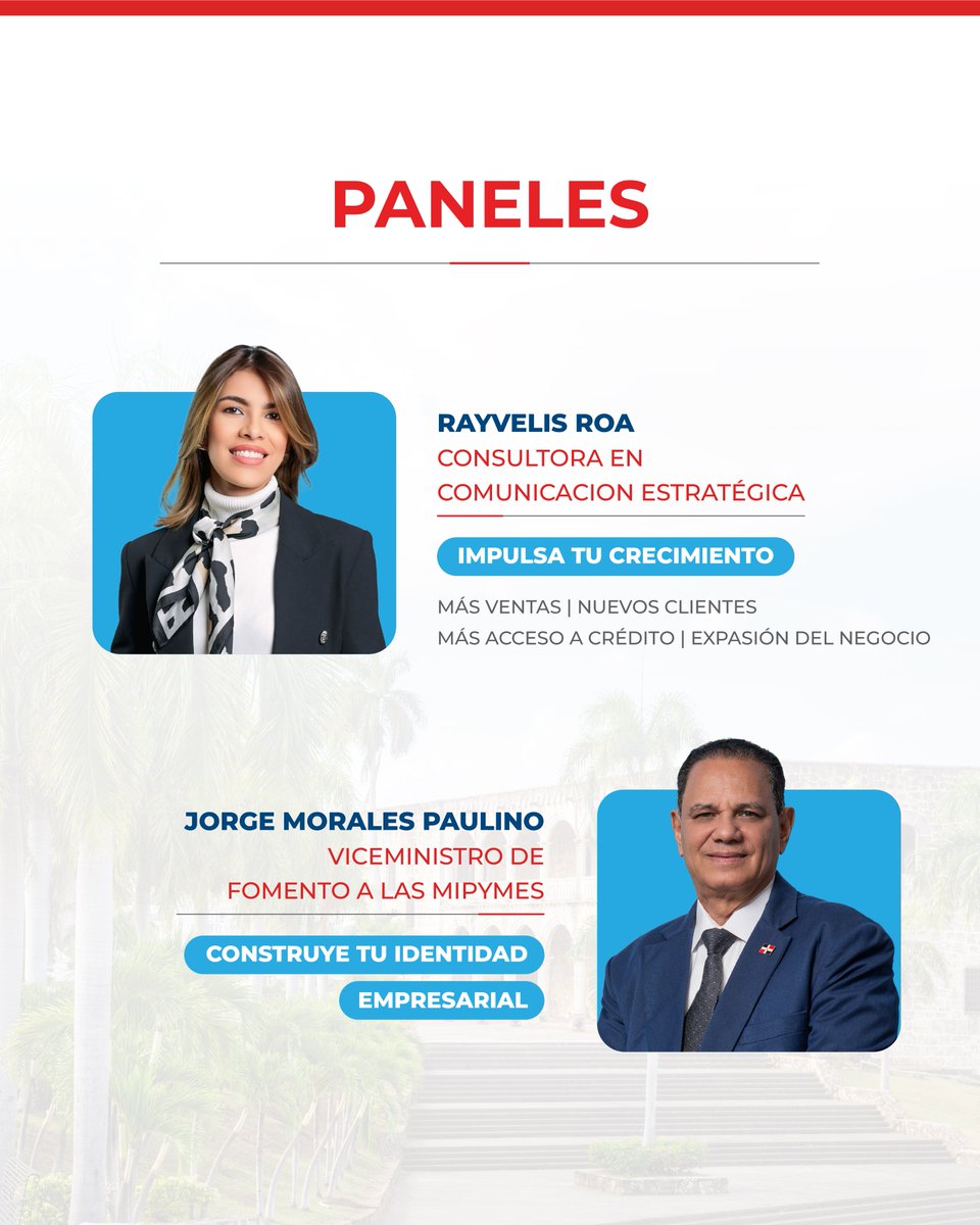AMCHAMDR's tweet photo. Conoce a los panelistas y conferencistas que serán parte de nuestra próxima Rueda de Negocios Santiago. https://t.co/INaChR1wAb