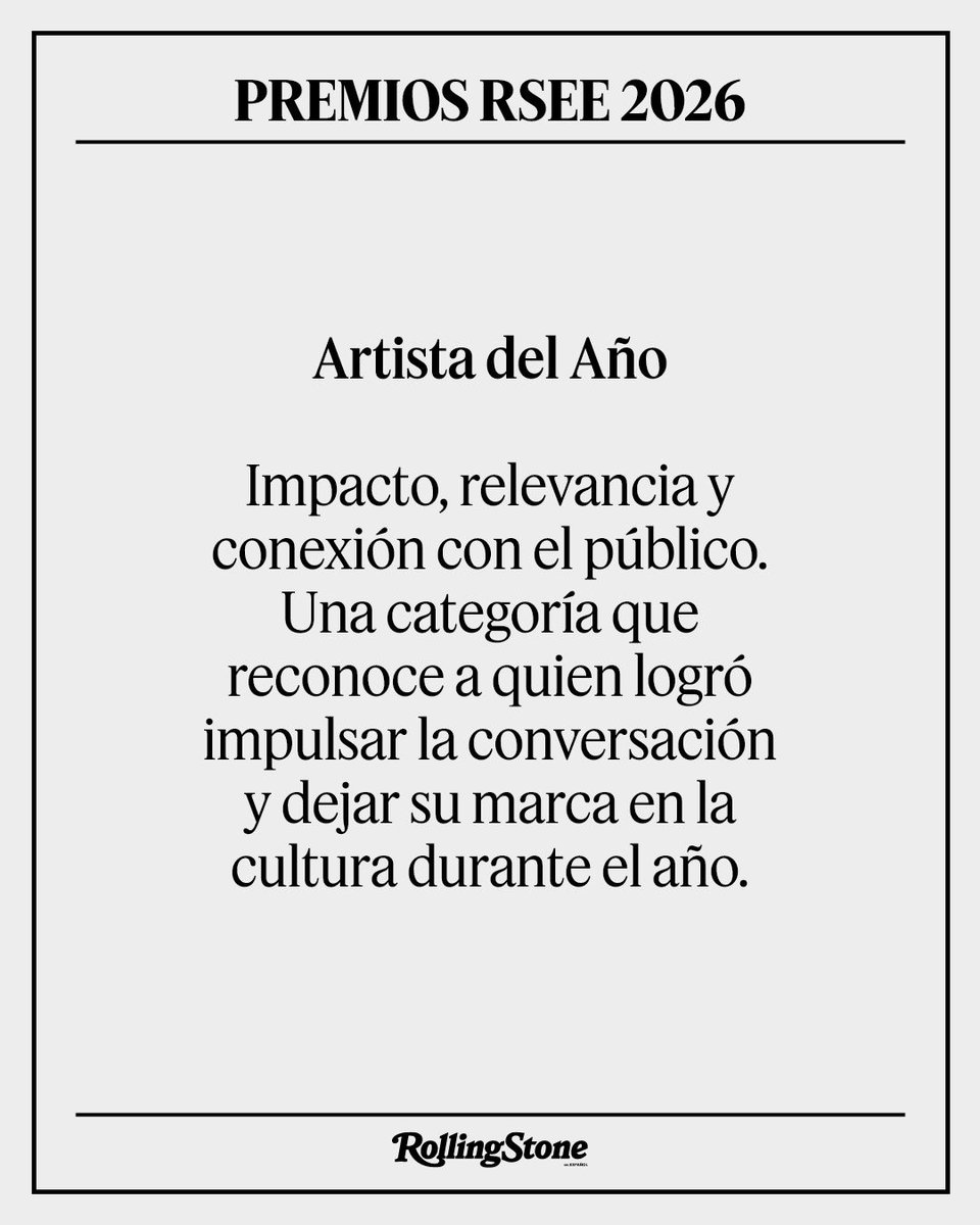 RollingStoneMX's tweet photo. Ahora queremos conocer tu opinión: ¿qué artista o artistas y qué obras propondrías para estas categorías? 👀
Las bolsas de nicotina ZYN no están exentas de riesgo y contienen nicotina, una sustancia adictiva. Su uso es exclusivo para adultos.
#RollingStoneEnEspañol #PremiosRSEE #Premios