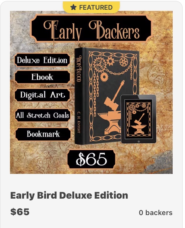 CHKnyght's tweet photo. First 3 days only! Get IronBlood’s special edition on BackerKit for only $65! 
#fantasybooks #fantasyreader #specialedition #indiefantasyauthor #steampunkart https://t.co/anFP9TRd9Z