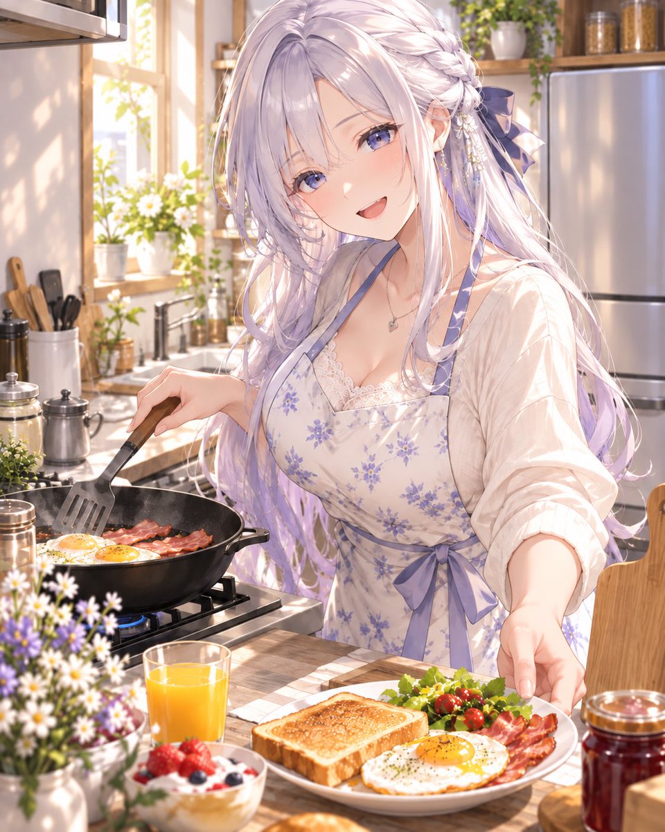 yoshimugi_stamp's tweet photo. おはようございます☀️

今朝はミレイちゃんが朝ごはん担当🍳✨

「できたよ〜！ちゃんと食べてから行ってね♪」

朝からこんな笑顔で出されたら、
いつもよりちょっと元気に頑張れそう☺️

みなさんも朝ごはん食べましたか？🍞☕️

今日もゆるっといきましょう✨

#AIイラスト
#うちの子
#ミレイちゃん https://t.co/wDD5QBt5CZ