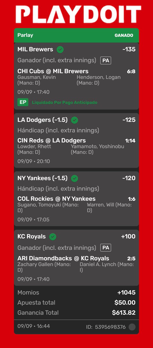nelaybk's tweet photo. ayer y hoy he pegado estos tres parlays, sin contar todos los anteriores días con esto nos ponemos +183.33% arriba de bank, ya estoy cerca de triplicarlo y apenas van dos semanas q empecé a compartir mis apuestas🔥

vamos por más🍀 https://t.co/BOhV6XIbQJ
