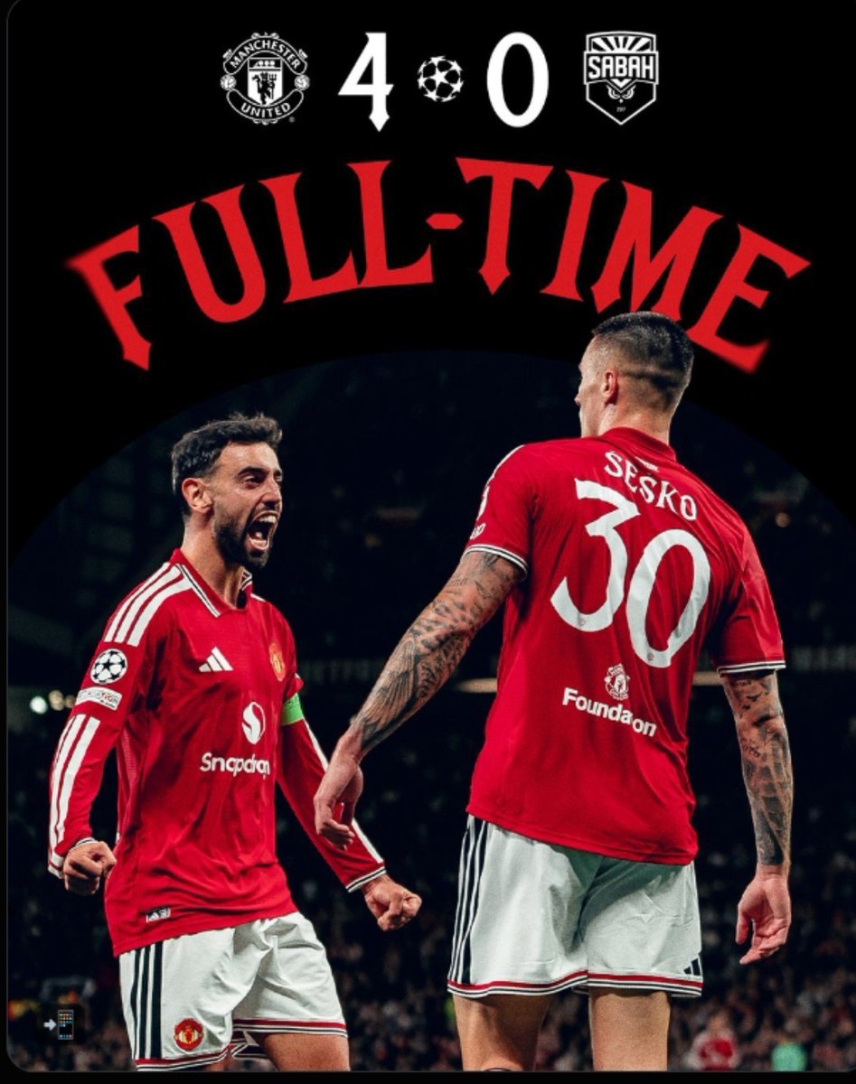 Scott_cyp's tweet photo. WHAT A NIGHT! 🔴🏆🔥
Well done boys! Perfect performance on our return to the Champions League! 😤
Old Trafford is BACK on the biggest stage in football and we meant BUSINESS tonight! 💪
Drop a 🔴 if you are proud of these boys! 👇
#MUFC #UCL #ChampionsLeague #ManchesterUnited https://t.co/B2KPzh7t2i