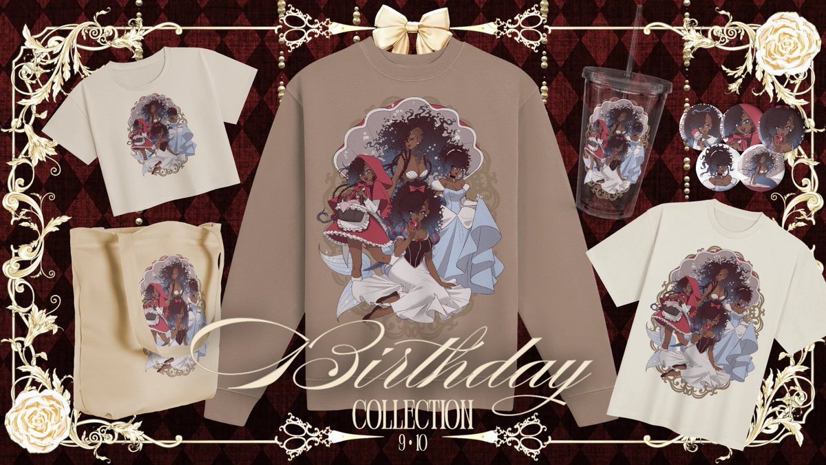 anarkeeVT's tweet photo. birthday fairy tale merch collection is here!! 🎊 https://t.co/28rwQnI31O