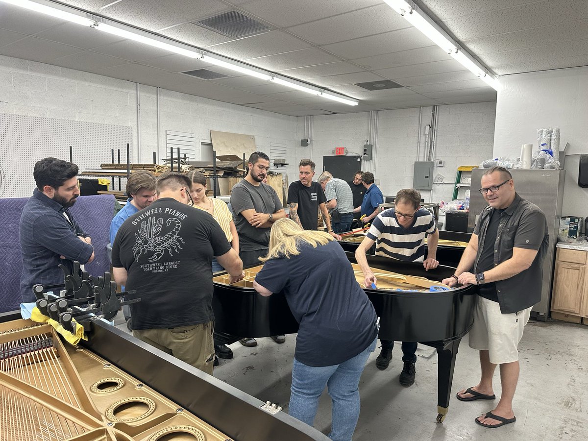 RennerAction's tweet photo. At this week’s PTG Phoenix Chapter meeting, we installed new Renner Blue Point hammers and action parts and started the restringing process on our Mason &amp; Hamlin A rebuild project. #ptg #renner #renneraction #pianotechnicians https://t.co/GVtiBDopTX