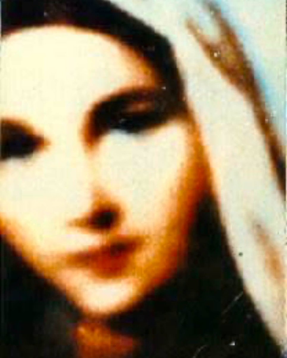 Jsmum46's tweet photo. This is an actual photograph of the Virgin
Mary taken during an apparition in Medjugorje.
The photographer snapped a picture of the wall
where the alleged apparition was taking place,
and discovered this picture when it was developed. https://t.co/ZwECcgsnSc