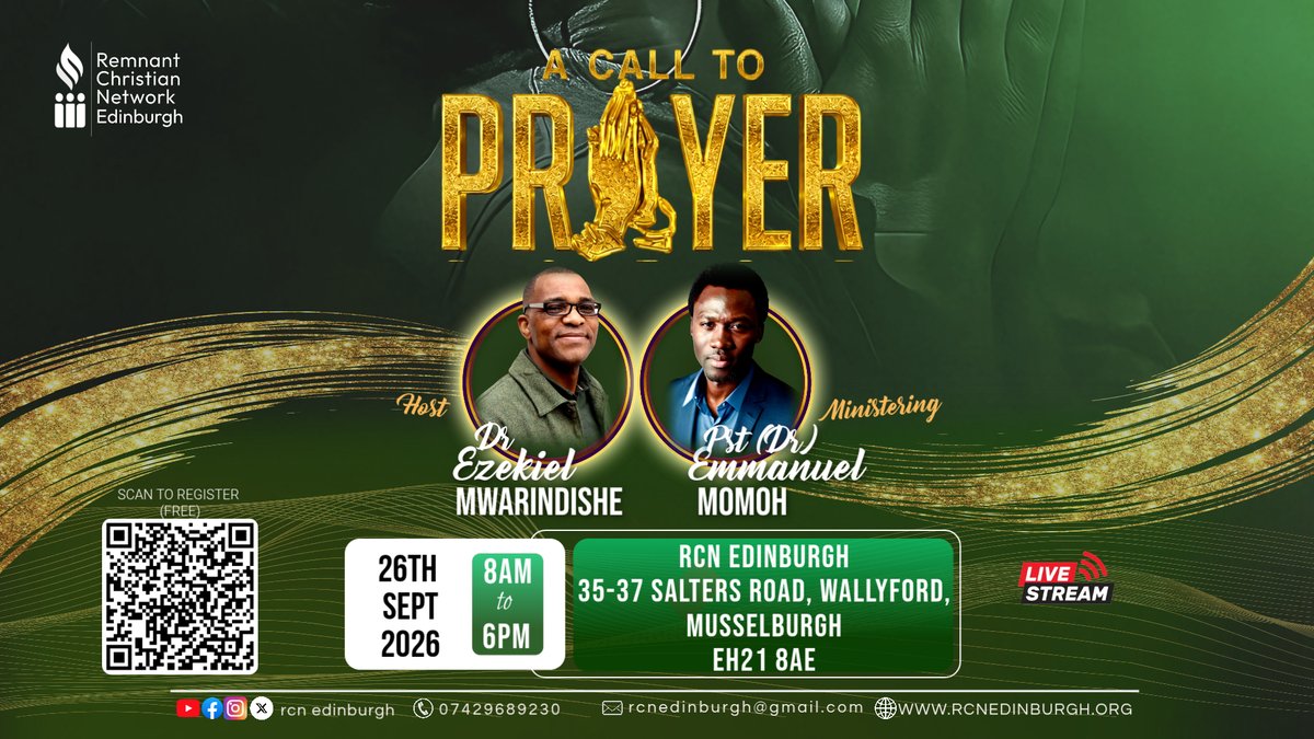 RCNedinburgh's tweet photo. 🔥A CALL TO PRAYER!🔥

10 hours. One altar. A people crying out to God.

📅 Sat 26 Sept | 🕗 8AM–6PM UK Time
📍 RCN Edinburgh

Come pray. Come seek. Come encounter God.
The altar must burn!🔥

#JesusisLord #HolySpirit #ACallToPrayer #Prayer #RCNEdinburgh #RCNGlasgow #Edinburgh https://t.co/wXEhCzMUi6