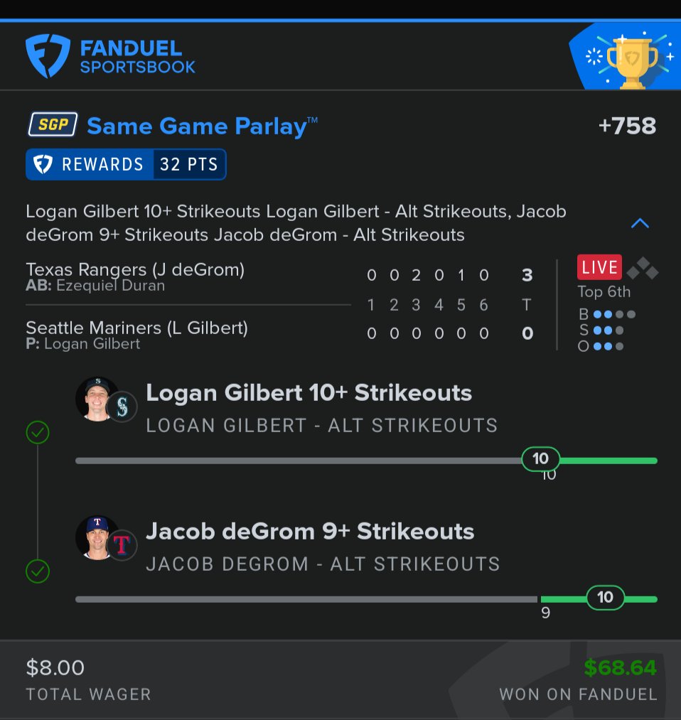 KINGMAJESTYK's tweet photo. @UnderdogMLB Yeaaaa I needed 2 more from gilbert to cash another https://t.co/OCvNGwppwG