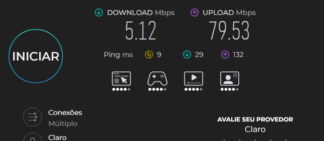 jaothebarro's tweet photo. essa é a experiencia do cliente @ClaroBrasil 
pagar 700mb e receber 5, desde meio dia a internet desse jeito
FUJAM DESSA OPERADORA QUE SÓ TEM PILANTRA.
3 SEMANAS COM PROBLEMA E NADA É FEITO
EU ESPERO  QUE OS FUNCIONARIOS DA CLARO PASSEM FOME E COMAM PÃO COM BOSTA https://t.co/D7r3IfsOm0