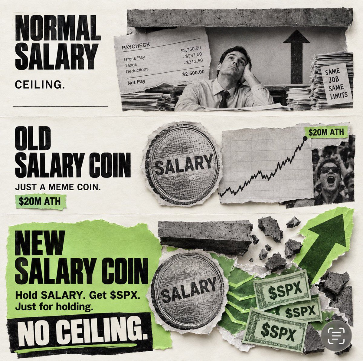 SALARY_SOL's tweet photo. Why a new $SALARY?

Because Stonk Fun changes what a memecoin can be.

Memecoins—and even entire movements—can now be paired with tokenized stocks, connecting culture and community directly to the market.

Hold $SALARY. Earn $SPX.

Your salary now works for you. https://t.co/Jhst9pa4eB