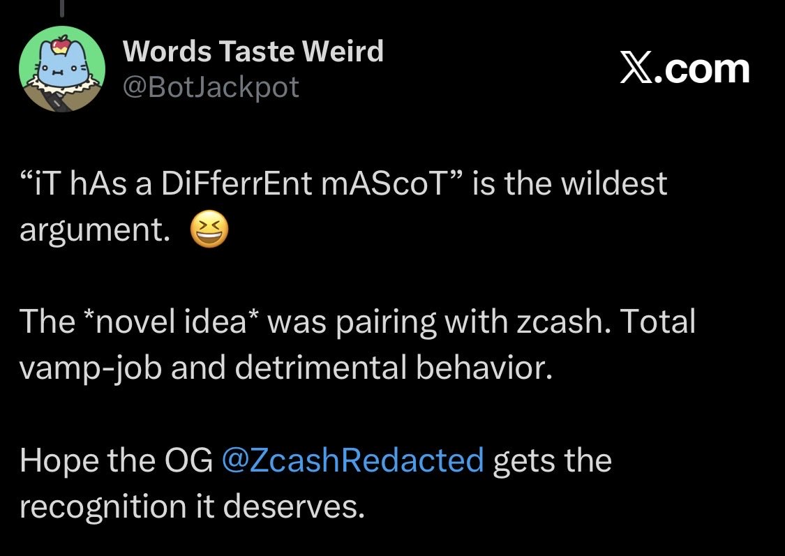 BotJackpot's tweet photo. Wise men once said, “you must swim with the current”

Sorry Zcat. The bag looks great. https://t.co/LimZWmAyy3