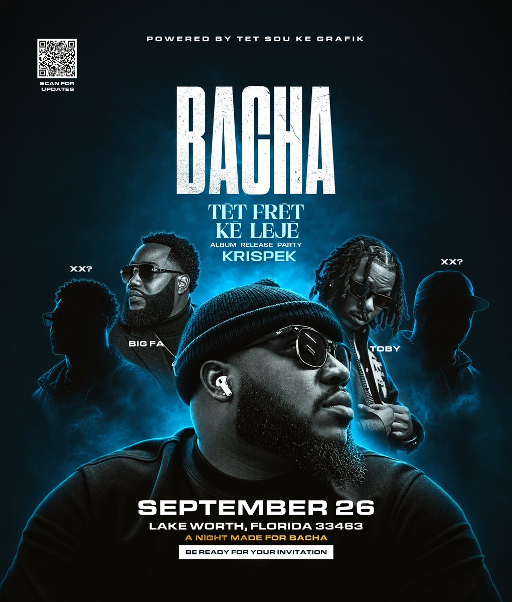 KrisPek_'s tweet photo. @tobyanbake ap avèk nou nan eksperyans BACHA a. 🎉 

Yon sware kote mizik, emosyon ak distraksyon fè yon sèl. 🔥

TĒT FRĒT KĒ LEJĒ - Album Release Party 🎉 

26 SEPTANB 2026 - Lake Worth, FL.

Ou vle la avèk nou? Rantre klike la, &amp; tann envitasyon ou : 👉🏾 https://t.co/T2mYTWQd4l https://t.co/x9Tx5rFbRT