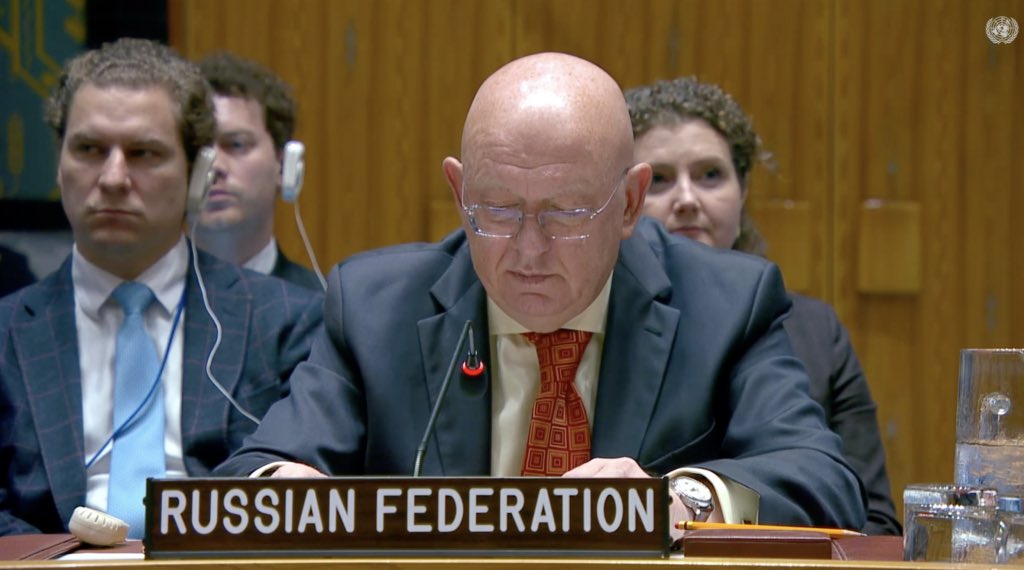 RussiaUN's tweet photo. 💬 #Nebenzia: Our country will not allow the @UN Security Council to adopt any decisions that would legitimize claims that the “snapback” has allegedly been triggered. 

Likewise, we will continue to thwart attempts to resuscitate the 1737 Committee.

https://t.co/3LcjcpkXiI https://t.co/PoIndSYani