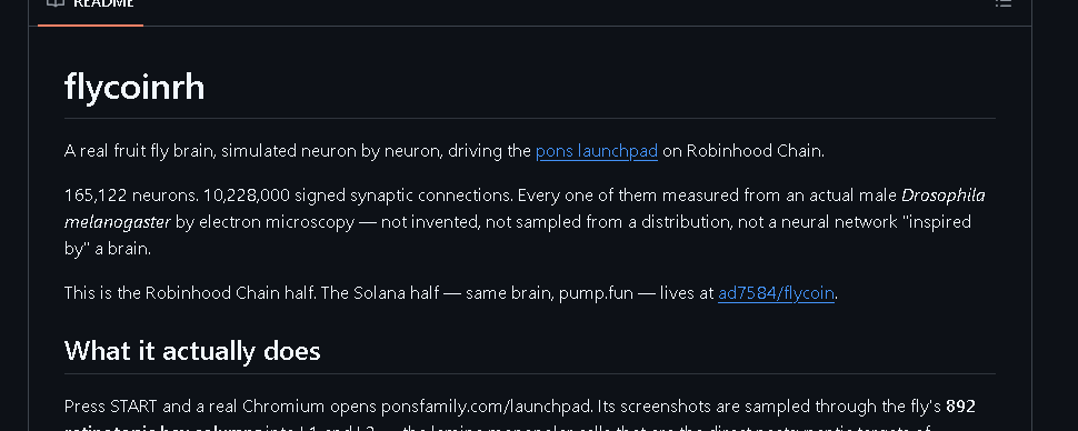 JustinBoozer's tweet photo. 2xTqG9GFY6252bF4gtSEQMyW6DwLYaBWsrtAN3BHmoY9

scroll thru the github,   fly brain is at 50m and it says in the github that its other half lives on solana

https://t.co/xVdwFX6QTn https://t.co/rnCkW7rPQJ