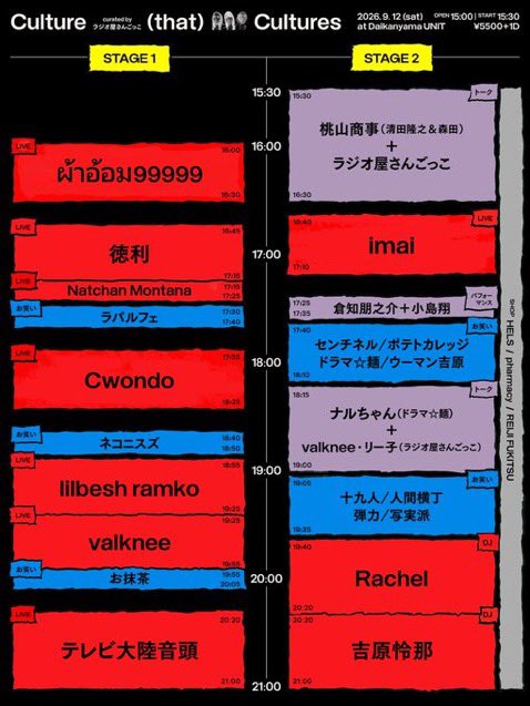 pa_o_mu_99999's tweet photo. 🏵️明日はこちら🏵️

∝∝∝∝

2026.9.12 (土)

Culture (that) Cultures curated by ラジオ屋さんごっこ

at 代官山UNIT+B1FLAT

∝∝∝∝

ผ้าอ้อม99999は16:00~"STAGE1"にて！
さわごうさわごう⁹⁹⁹⁹⁹

∝∝∝∝

前売り券は本日23:59まで💨

詳細・チケット情報はツリー👇🏻 https://t.co/VjIE60YrYs