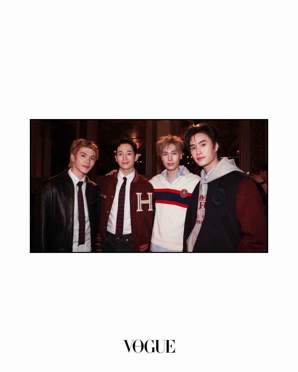 VogueThailand's tweet photo. #VogueReports เปิดภาพสามแบรนด์แอมบาสเดอร์ชาวไทย ‘เจมีไนน์-นรวิชญ์’ @gemini_ti , ‘โฟร์ท-ณัฐวรรธน์’ @tawattannn และ ‘ภูวินทร์-ตั้งศักดิ์ยืน’ @phuwintang ส่งตรงจากโชว์ Tommy Hilfiger @TommyHilfiger คอลเล็กชั่นฤดูใบไม้ผลิ/ฤดูร้อน 2027 ณ Tha Plaza Hotel มหานครนิวยอร์ก พร้อมกระทบไหล่เหล่าแบรนด์แอมบาสเดอร์และเซเลบริตี้แขกคนสำคัญ ที่มาร่วมชมโชว์ในครั้งนี้กันอย่างคับคั่ง #TommyHilfiger #Gemini_NT #Fourthnattawat #phuwintang

Photo: @ gannphoto