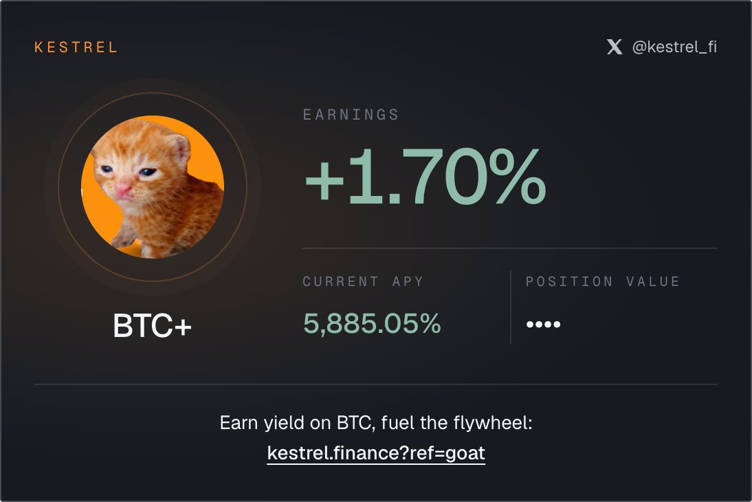 kestrel_fi's tweet photo. You simply had to deposit the cat in Kestrel to get 5885% APY https://t.co/FdQApytQ7e