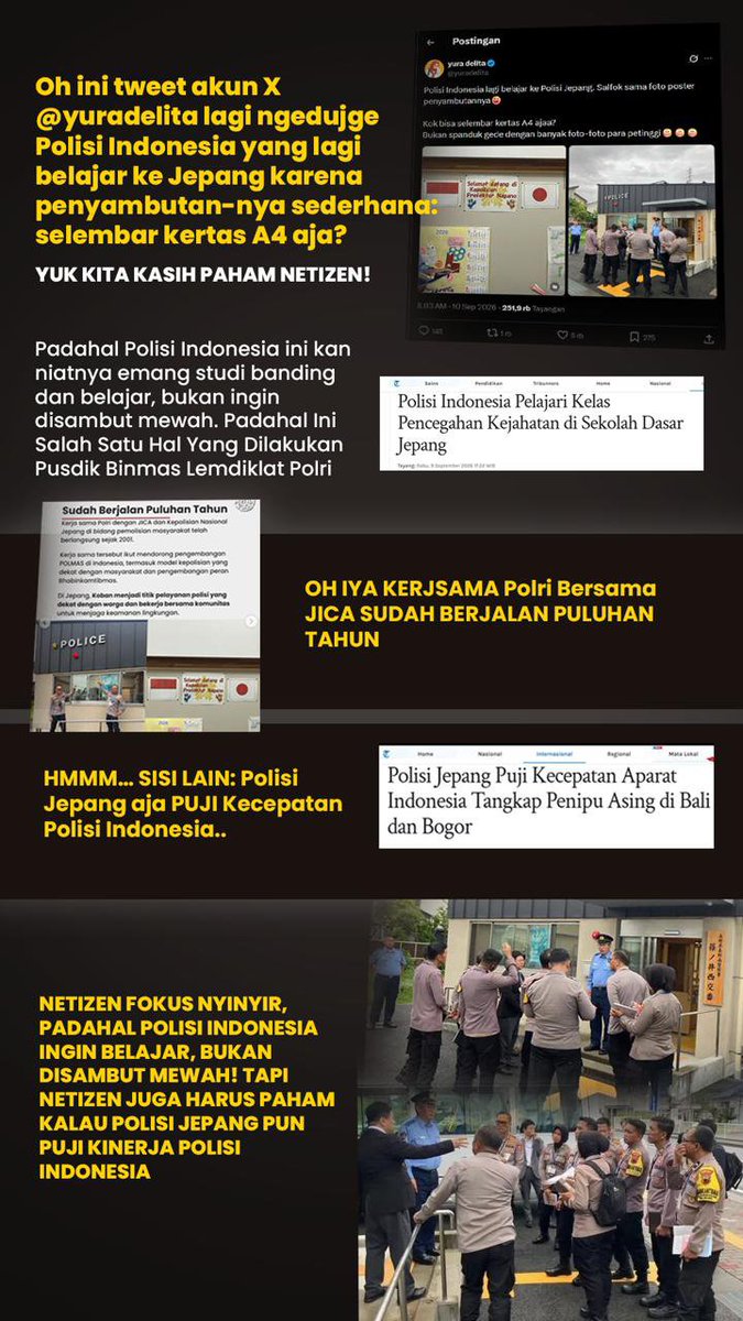 ettysuhertyy's tweet photo. Yang dibawa pulang dari studi banding harusnya ilmu dan pengalaman

#Polri #PolriPresisi #JICA #StudiBandingPolri https://t.co/sfKvb2eZMh
