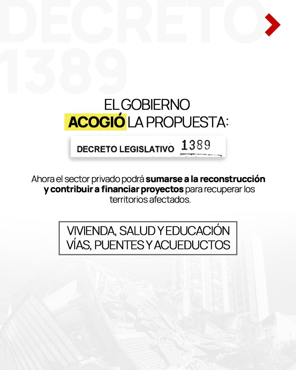 MateoHidalgoMon's tweet photo. Hoy, un mes después de la tragedia del 10 de agosto, tenemos una buena noticia para los territorios afectados.

Desde la bancada del @CDemocraticoCo Centro Democrático llevamos al Gobierno Nacional propuestas concretas para avanzar en la reconstrucción. Hoy podemos decir que el Gobierno escuchó: mediante el Decreto 1389 se formalizó el mecanismo de Obras por Impuestos, una herramienta que permitirá sumar esfuerzos para recuperar nuestros territorios.

Agradecemos al Gobierno Nacional por acoger esta propuesta. Seguimos haciendo gestión desde el Congreso para que la reconstrucción se convierta en una realidad. 🇨🇴
