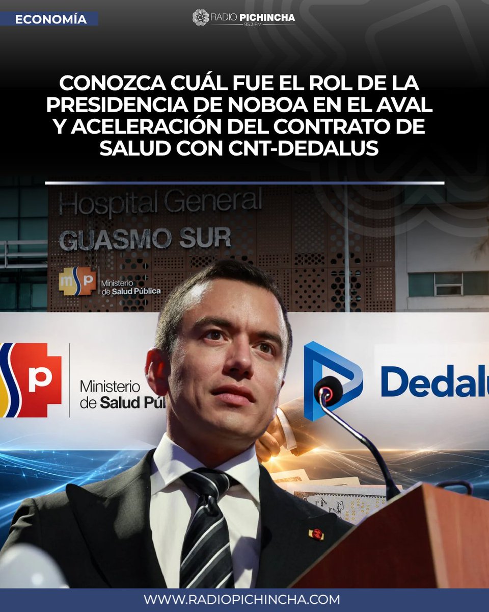 radio_pichincha's tweet photo. 📈#ECONOMÍA | La Presidencia de la República jugó un rol clave, pues viabilizó el contrato de USD 240,2 millones entre Salud y CNT tras otorgar el dictamen de prioridad y expedir el Decreto 461, el cual eximió a las empresas de telecomunicaciones de presentar garantías de cumplimiento.
#LaRadioDeLasNoticias
Los detalles ⬇️
https://t.co/3v8ok38P2O