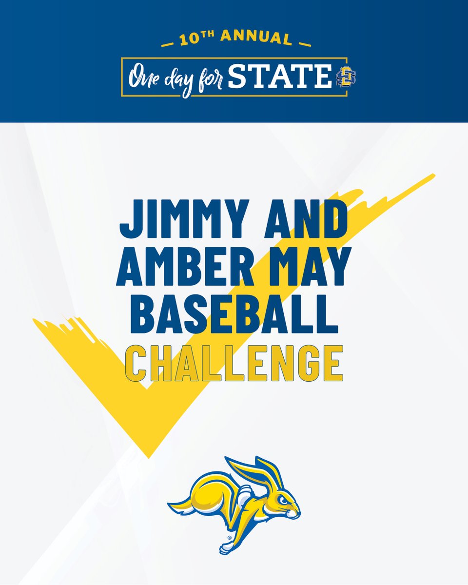 Graphic for One Day for State Challenge Gift totaling $1,000 to South Dakota State baseball from Jimmy and Amber May for reaching 150 total donors.