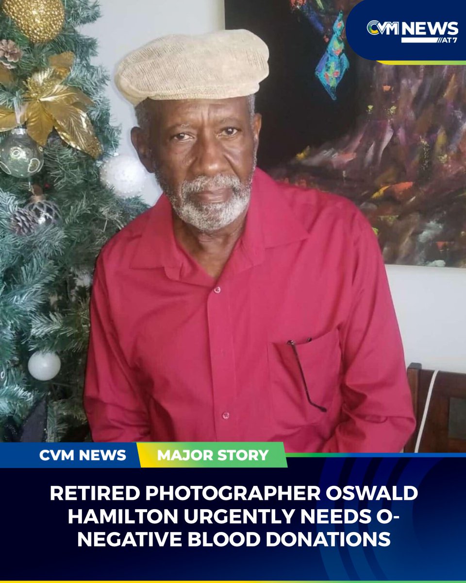 CVMTV's tweet photo. Retired photographer Oswald Hamilton is seriously ill and urgently in need of O-negative blood donations. Persons who are able to donate are asked to make their donations at the UHWI Blood Bank and specify that they are for Oswald Hamilton.

#CVMNews https://t.co/4FpQrBhrB8